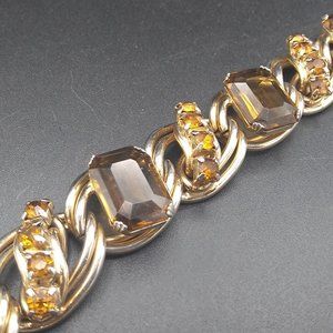 Vintage Orange Juliana Style Rhinestone Bracelet